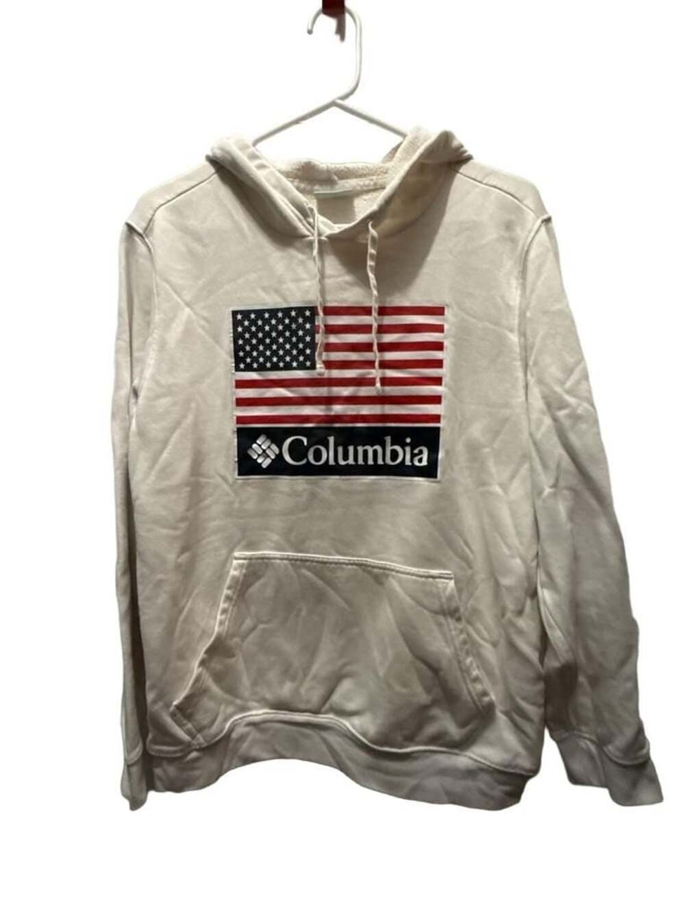Columbia Trek Graphic Hoodie Size M White US Flag